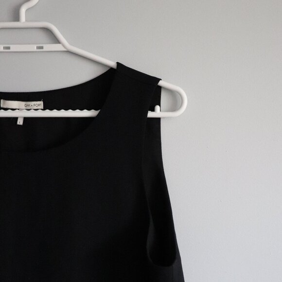 Oak + Fort Women's Black Sz L Relaxed Sleeveless Lined Crewneck Midi Dress - Picture 4 of 12